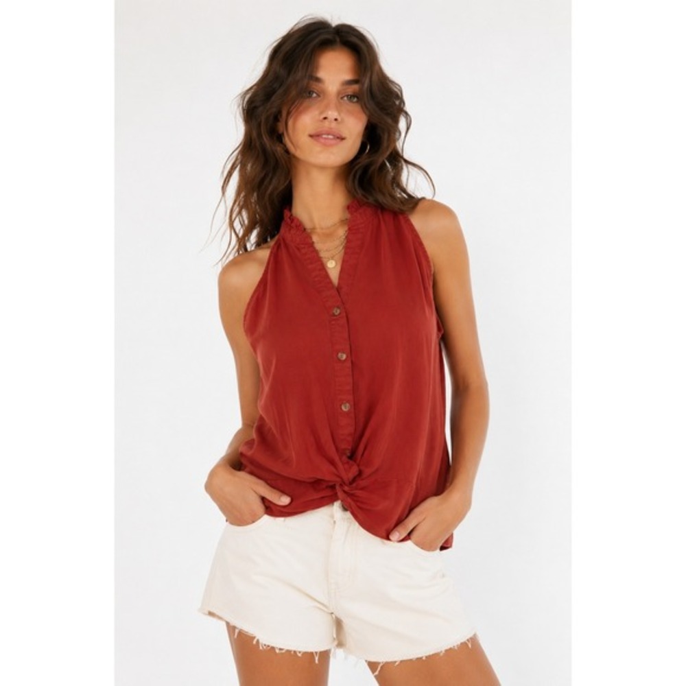Kut From‎ The Kloth Bren Twist Front Tank Red Terracotta XXL NWT